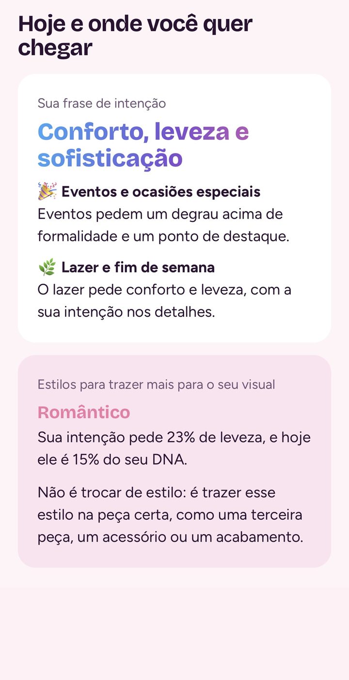 Tela do resultado: Onde você quer chegar