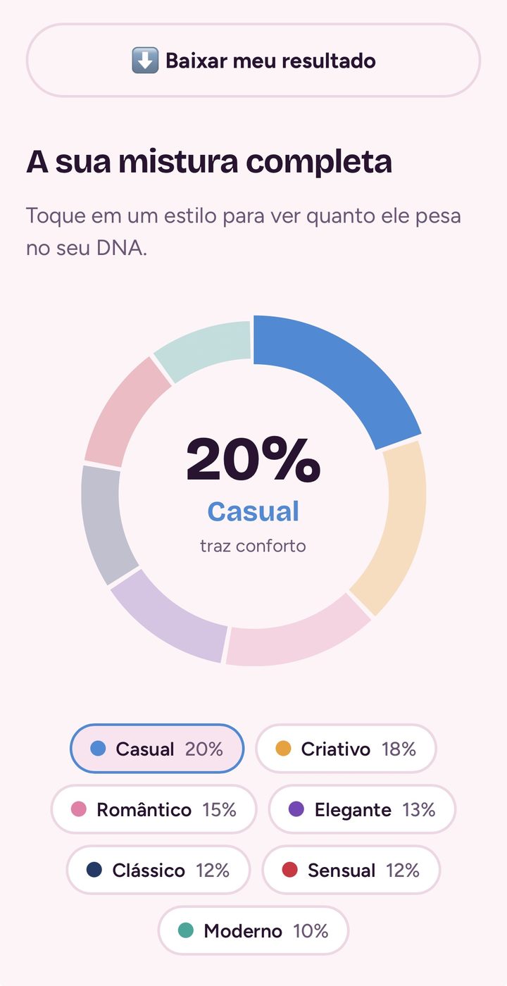 Tela do resultado: A sua mistura completa